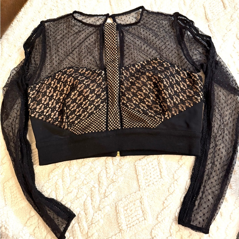 Self-Portrait Black Lace Crop Top